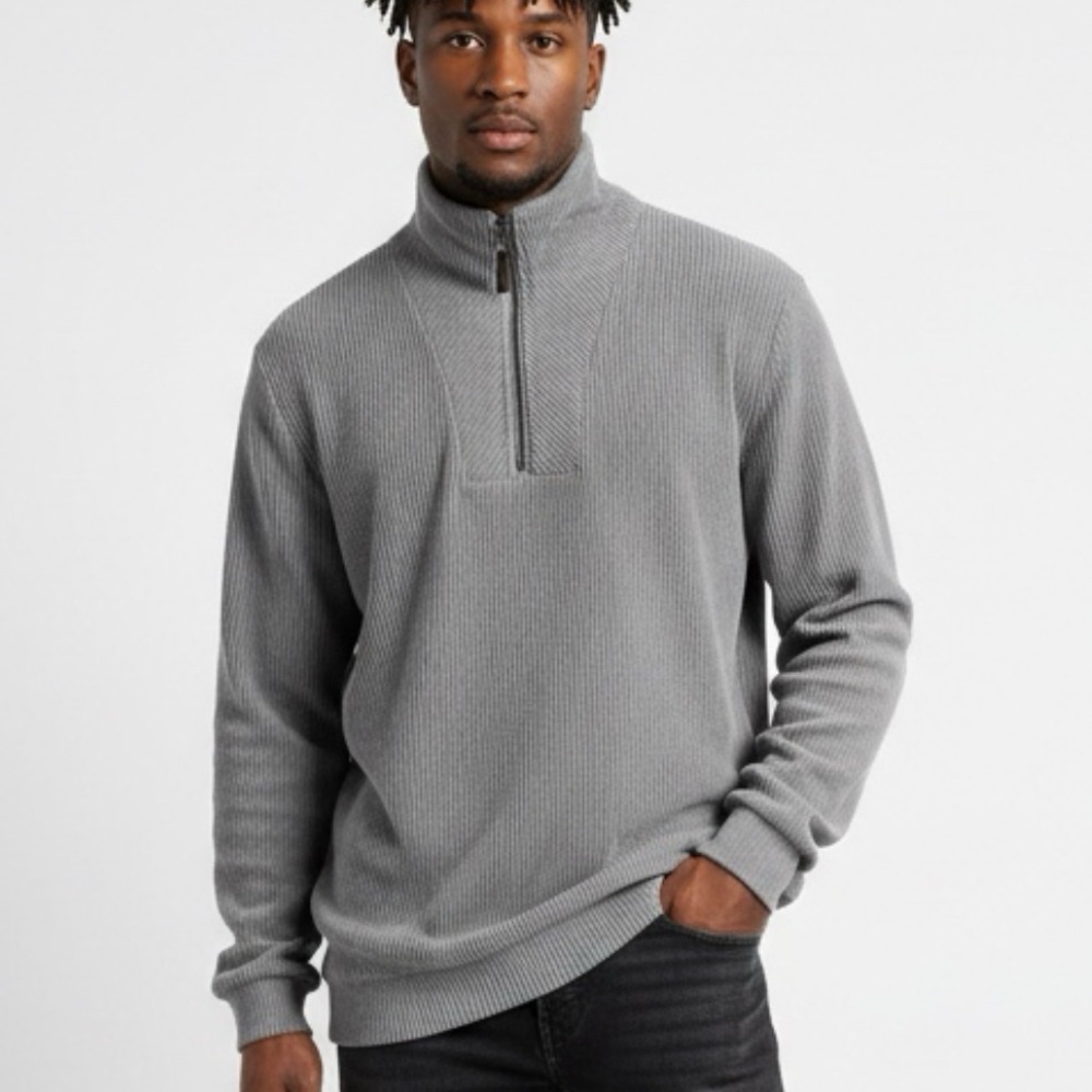 Men's Charcoal Zip-Up Sweater XL